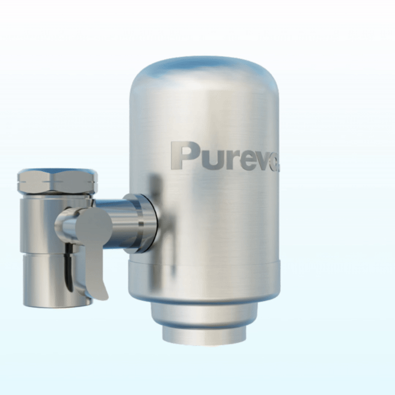 Vue 3D du filtre à eau Pureva One en inox