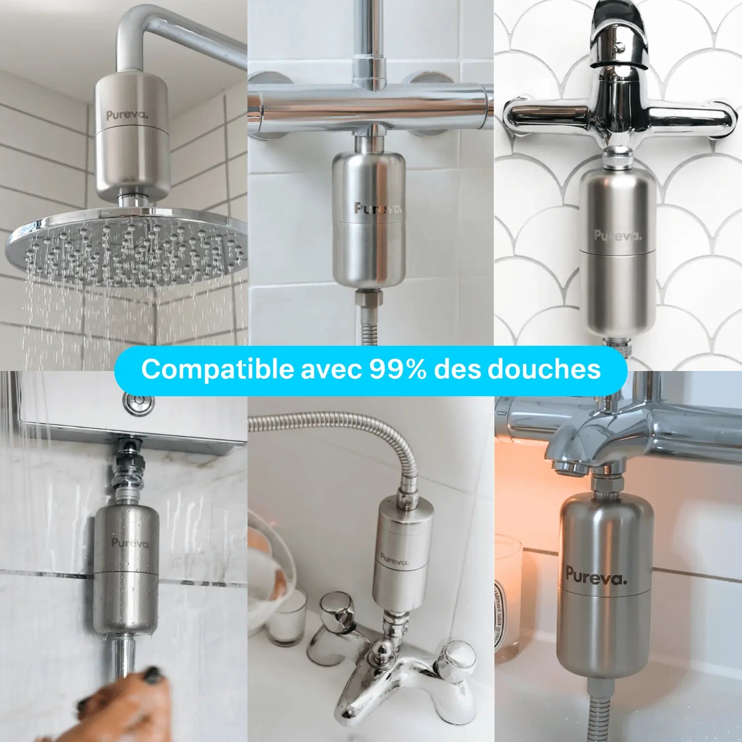 Eva - Filtre douche (pack filtre + cartouches) - Pureva