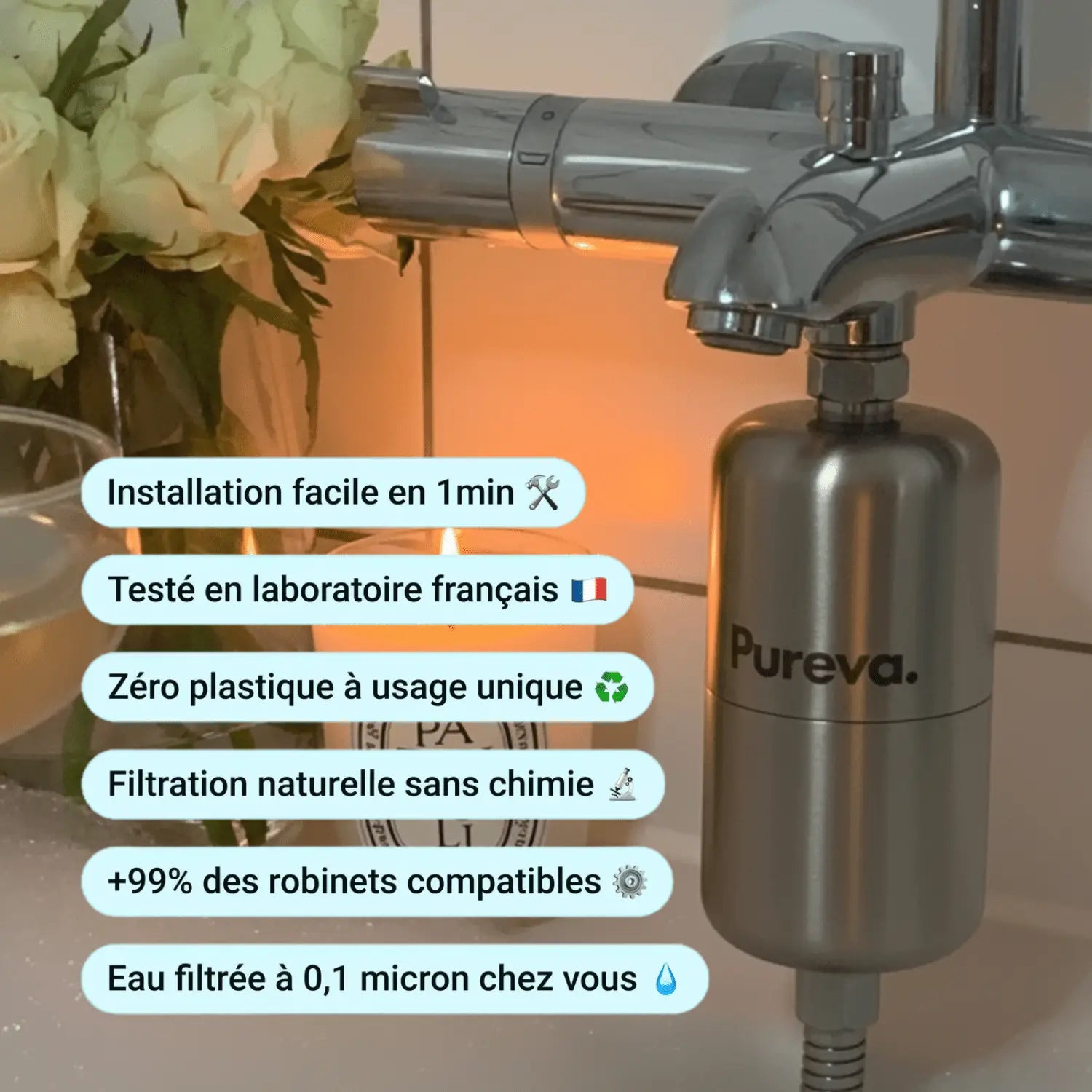 Eva - Filtre douche (pack filtre + cartouches) - Pureva